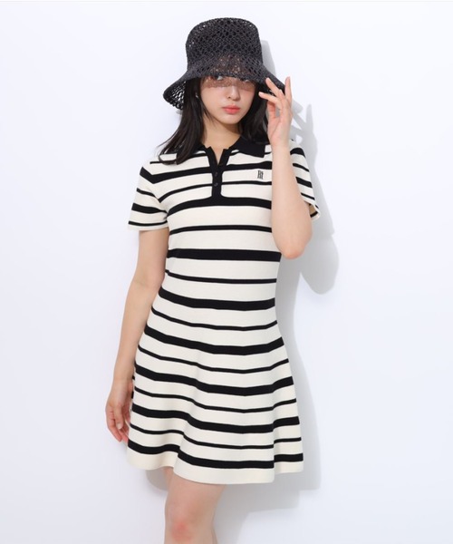 リランドチュール レースポロカラーミニワンピース Rirandture（リランドチュール）の「ポロカラーラメニットミニ