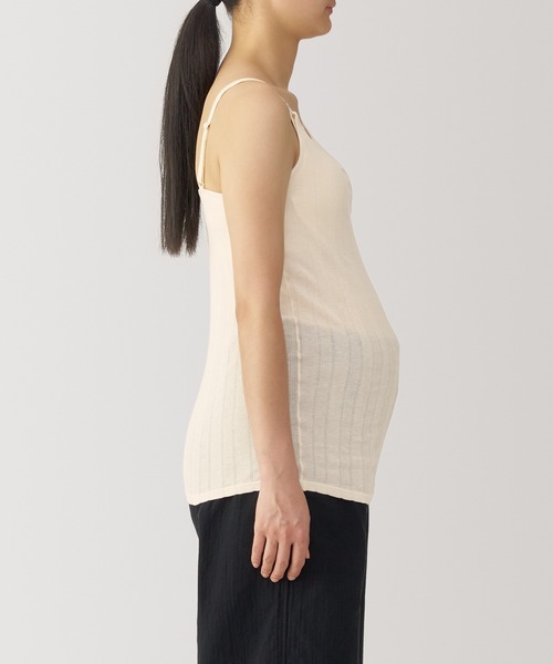 無印良品(ムジルシリョウヒン)の「婦人 【マタニティ】シルク混パターンメッシュ授乳に便利なブラキャミソール(マタニティウェア/グッズ・レディース・アイボリー/ブラック・M)」の4枚目の写真