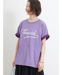 Samansa Mos2 | 袖口配色ロゴTシャツ(Tシャツ/カットソー)