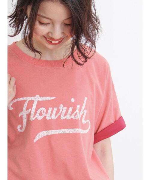 Samansa Mos2(サマンサ モスモス)の「袖口配色ロゴTシャツ(Tシャツ/カットソー・レディース・チャコールグレー/ミント/ピンク/キナリ/パープル・F)」の5枚目の写真