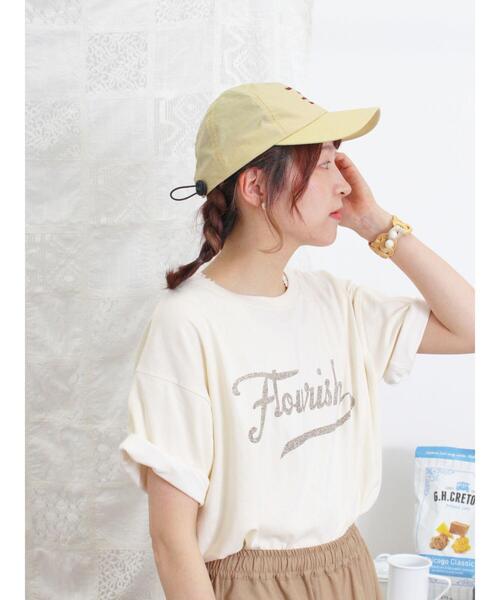 Samansa Mos2(サマンサ モスモス)の「袖口配色ロゴTシャツ(Tシャツ/カットソー・レディース・チャコールグレー/ミント/ピンク/キナリ/パープル・F)」の2枚目の写真