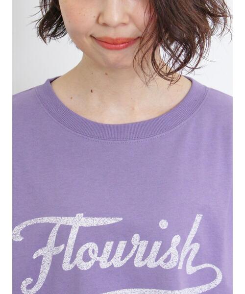 Samansa Mos2(サマンサ モスモス)の「袖口配色ロゴTシャツ(Tシャツ/カットソー・レディース・チャコールグレー/ミント/ピンク/キナリ/パープル・F)」の16枚目の写真