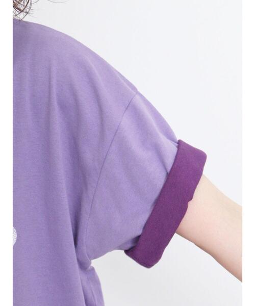 Samansa Mos2(サマンサ モスモス)の「袖口配色ロゴTシャツ(Tシャツ/カットソー・レディース・チャコールグレー/ミント/ピンク/キナリ/パープル・F)」の13枚目の写真