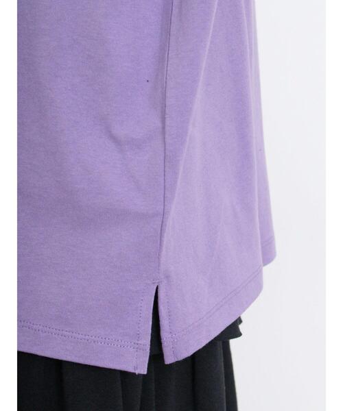 Samansa Mos2(サマンサ モスモス)の「袖口配色ロゴTシャツ(Tシャツ/カットソー・レディース・チャコールグレー/ミント/ピンク/キナリ/パープル・F)」の12枚目の写真