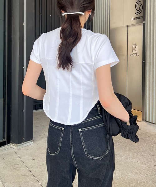 CAPRICIEUX LE'MAGE（カプリシューレマージュ）の「コルセットTシャツ（Tシャツ/カットソー・レディース・ブラック/ベージュ/ホワイト・FREE）」の14枚目の写真