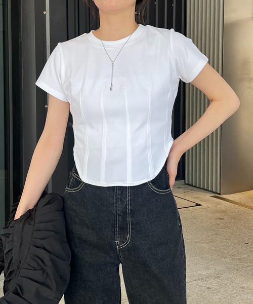 CAPRICIEUX LE'MAGE（カプリシューレマージュ）の「コルセットTシャツ（Tシャツ/カットソー・レディース・ブラック/ベージュ/ホワイト・FREE）」の20枚目の写真