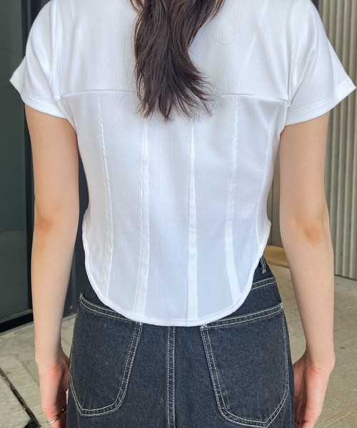 CAPRICIEUX LE'MAGE（カプリシューレマージュ）の「コルセットTシャツ（Tシャツ/カットソー・レディース・ブラック/ベージュ/ホワイト・FREE）」の9枚目の写真