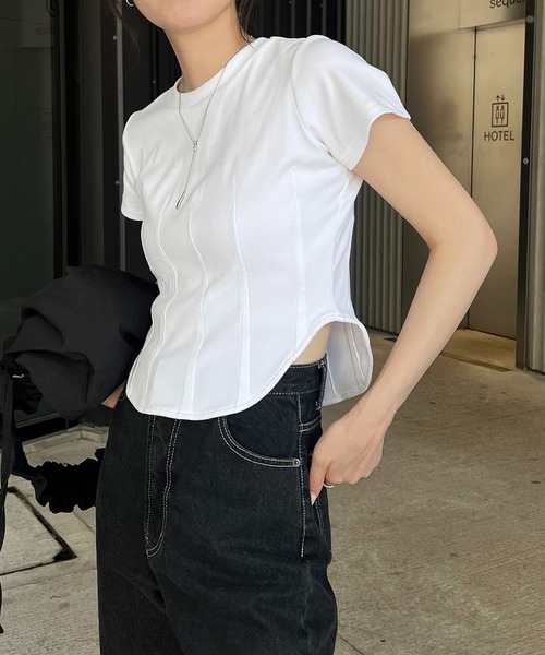 CAPRICIEUX LE'MAGE（カプリシューレマージュ）の「コルセットTシャツ（Tシャツ/カットソー・レディース・ブラック/ベージュ/ホワイト・FREE）」の5枚目の写真