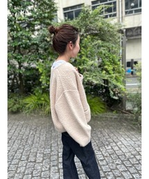 USAGI ONLINE・ZOZO限定】パイル編みショート丈金釦ニット