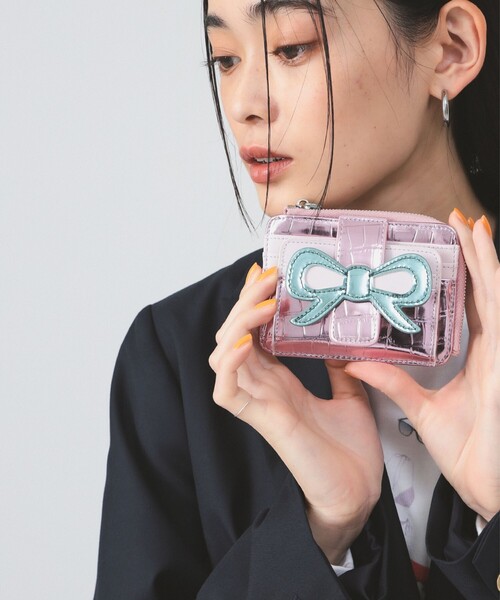 Ray BEAMS（レイビームス）の「【別注】Casselini / リボン マルチ カードケース（ポーチ・レディース・ピンク/ブラック・ONE SIZE）」の2枚目の写真