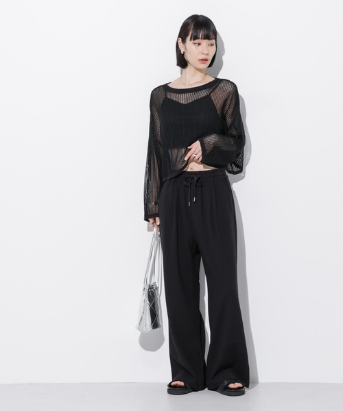 Apo(s)ture(アポスチャー)の「ARIA-004/ピーチドロストワイドパンツ(その他パンツ・レディース・ブラック/モカ/オレンジ/グレー・XS/S/M/L/XL)」の8枚目の写真