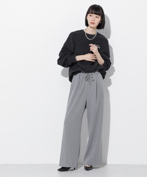 Apo(s)ture(アポスチャー)の「ARIA-004/ピーチドロストワイドパンツ(その他パンツ・レディース・ブラック/モカ/オレンジ/グレー・XS/S/M/L/XL)」の14枚目の写真