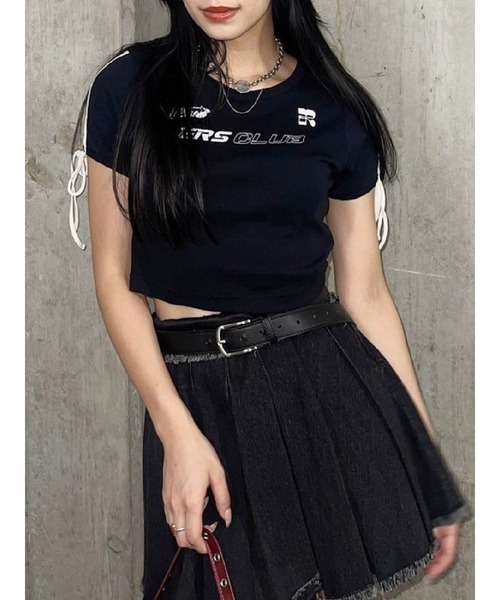 【セール】ラインリボングラフィックショートTシャツ（Tシャツ/カットソー）｜EVRIS（エヴリス）