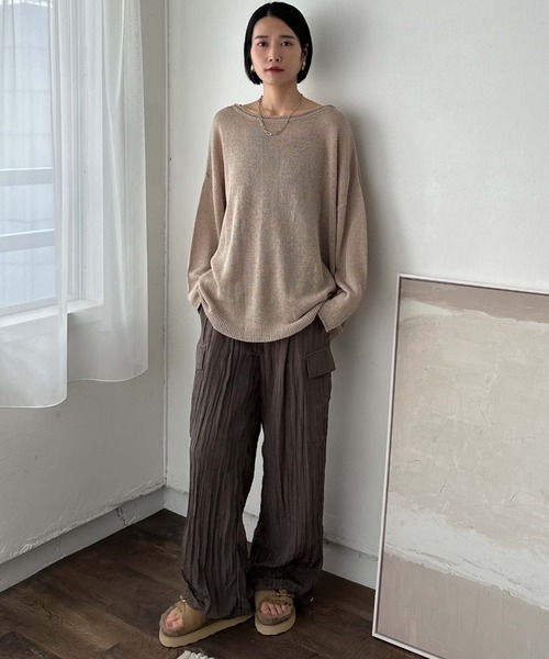 Doux archives（ドゥアルシーヴ）の「ワッシャーサテンパラシュートパンツ（その他パンツ・レディース・チャコールグレー/ベージュ・FREE）」の15枚目の写真