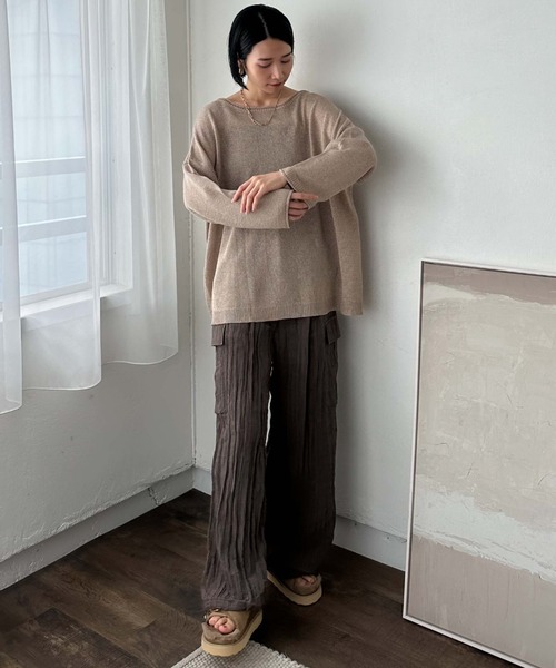Doux archives（ドゥアルシーヴ）の「ワッシャーサテンパラシュートパンツ（その他パンツ・レディース・チャコールグレー/ベージュ・FREE）」の14枚目の写真