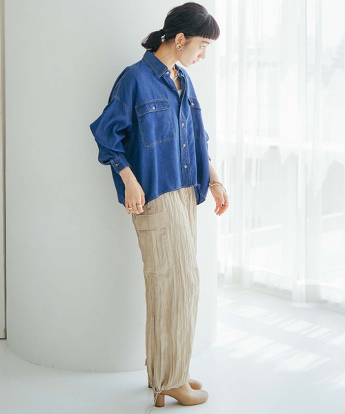Doux archives（ドゥアルシーヴ）の「ワッシャーサテンパラシュートパンツ（その他パンツ・レディース・チャコールグレー/ベージュ・FREE）」の4枚目の写真
