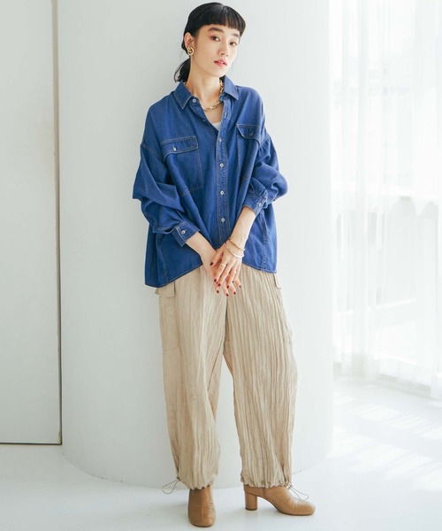 Doux archives（ドゥアルシーヴ）の「ワッシャーサテンパラシュートパンツ（その他パンツ・レディース・チャコールグレー/ベージュ・FREE）」の5枚目の写真