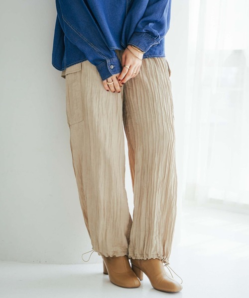 Doux archives（ドゥアルシーヴ）の「ワッシャーサテンパラシュートパンツ（その他パンツ・レディース・チャコールグレー/ベージュ・FREE）」の7枚目の写真