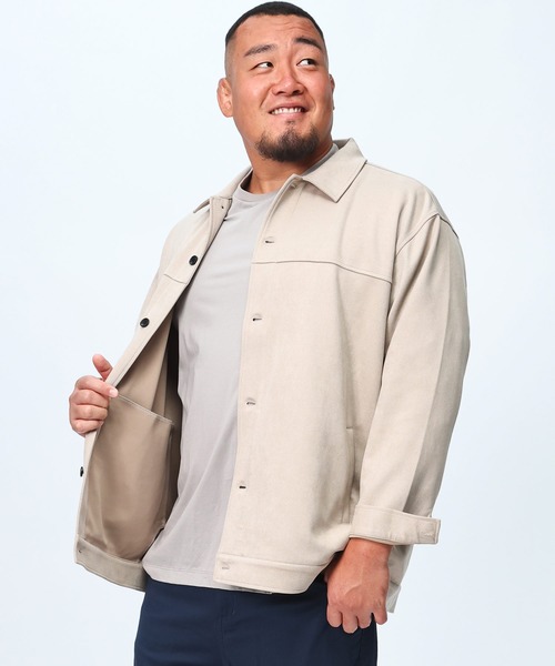 【セール】大きいサイズ カットブルゾン 快ラクWEAR ストレッチ カルゼスエード（ブルゾン）｜B&T CLUB（ビーティークラブ）