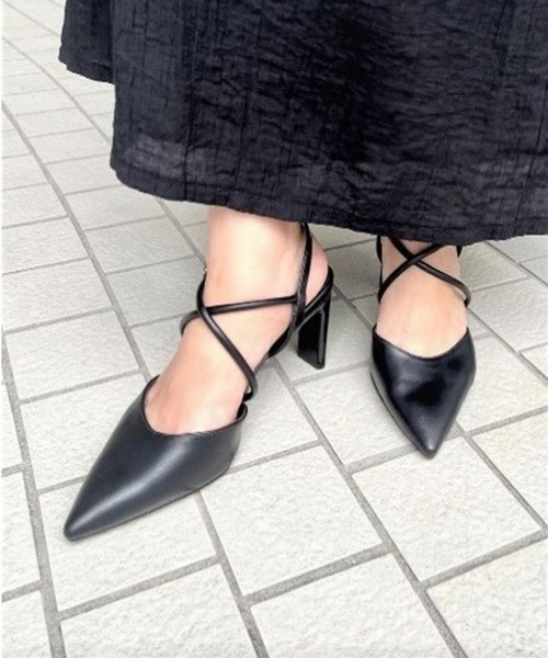 R&E（アールアンドイー）の「【R&E】クロスストラップスティックヒールパンプス（パンプス・レディース・アイボリー/シルバー/ブラック・23cm/22.5cm/22cm/23.5cm/24.5cm/24cm）」の3枚目の写真