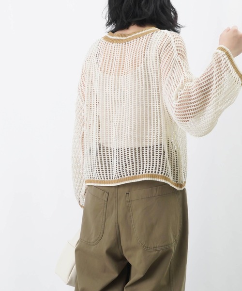 LUCA/LADY LUCK LUCA（ルカ/レディラックルカ）の「LC/LLL リブラインメッシュニットプルオーバー / メッシュラメニット（ニット/セーター・レディース・ブラウン/グレイッシュベージュ/チャコールグレー・FREE）」の20枚目の写真