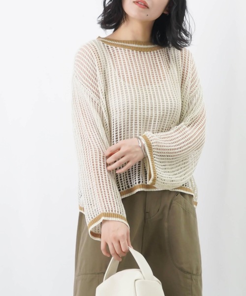 LUCA/LADY LUCK LUCA（ルカ/レディラックルカ）の「LC/LLL リブラインメッシュニットプルオーバー / メッシュラメニット（ニット/セーター・レディース・ブラウン/グレイッシュベージュ/チャコールグレー・FREE）」の16枚目の写真