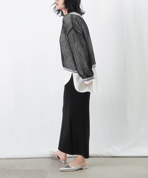 LUCA/LADY LUCK LUCA（ルカ/レディラックルカ）の「LC/LLL リブラインメッシュニットプルオーバー / メッシュラメニット（ニット/セーター・レディース・ブラウン/グレイッシュベージュ/チャコールグレー・FREE）」の6枚目の写真