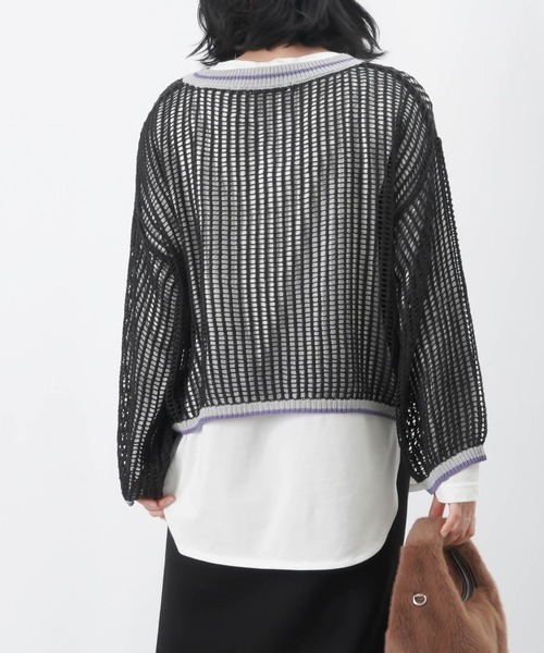 LUCA/LADY LUCK LUCA（ルカ/レディラックルカ）の「LC/LLL リブラインメッシュニットプルオーバー / メッシュラメニット（ニット/セーター・レディース・ブラウン/グレイッシュベージュ/チャコールグレー・FREE）」の9枚目の写真