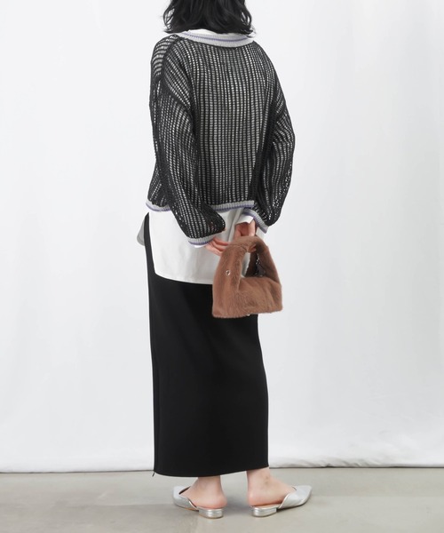 LUCA/LADY LUCK LUCA（ルカ/レディラックルカ）の「LC/LLL リブラインメッシュニットプルオーバー / メッシュラメニット（ニット/セーター・レディース・ブラウン/グレイッシュベージュ/チャコールグレー・FREE）」の7枚目の写真