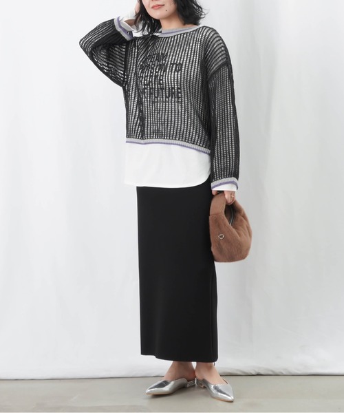 LUCA/LADY LUCK LUCA（ルカ/レディラックルカ）の「LC/LLL リブラインメッシュニットプルオーバー / メッシュラメニット（ニット/セーター・レディース・ブラウン/グレイッシュベージュ/チャコールグレー・FREE）」の10枚目の写真