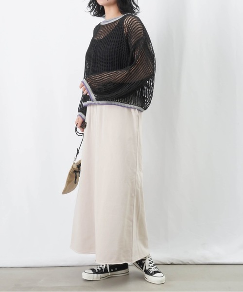 LUCA/LADY LUCK LUCA（ルカ/レディラックルカ）の「LC/LLL リブラインメッシュニットプルオーバー / メッシュラメニット（ニット/セーター・レディース・ブラウン/グレイッシュベージュ/チャコールグレー・FREE）」の12枚目の写真