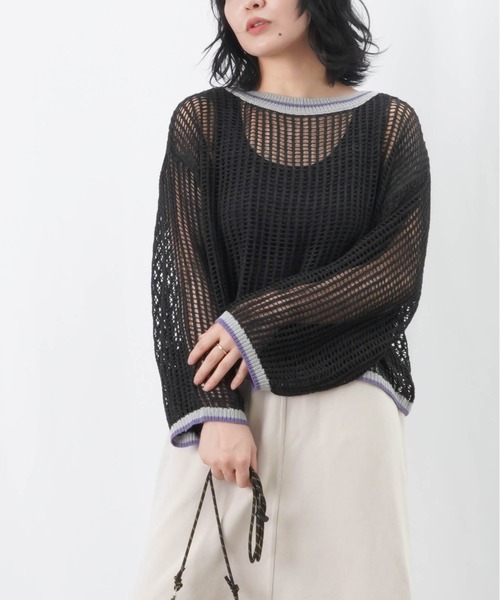LUCA/LADY LUCK LUCA（ルカ/レディラックルカ）の「LC/LLL リブラインメッシュニットプルオーバー / メッシュラメニット（ニット/セーター・レディース・ブラウン/グレイッシュベージュ/チャコールグレー・FREE）」の11枚目の写真