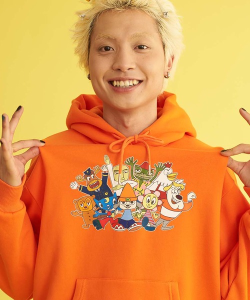 【セール】『PaRappa the Rapper/パラッパラッパー』パラッパオールスタープリントパーカー 長袖（Tシャツ/カットソー）｜SILVER BULLET（シルバーバレット）
