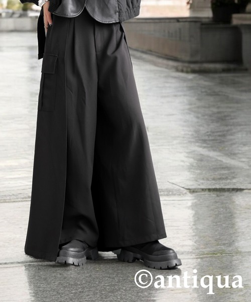 antiqua(アンティカ)の「レイヤード風パンツ(その他パンツ・レディース・グレー/ブラック・P/R)」の4枚目の写真