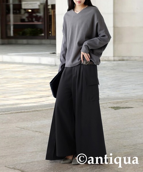 antiqua(アンティカ)の「レイヤード風パンツ(その他パンツ・レディース・グレー/ブラック・P/R)」の6枚目の写真