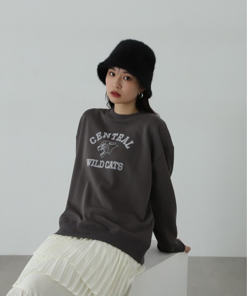 N.（N. Natural Beauty Basic）（エヌエヌナチュラルビューティーベーシック）の「◆プリントスウェット（スウェット・レディース・オートミール/チャコールグレー・MEDIUM）」の2枚目の写真