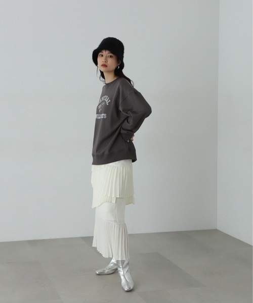 N.（N. Natural Beauty Basic）（エヌエヌナチュラルビューティーベーシック）の「◆プリントスウェット（スウェット・レディース・オートミール/チャコールグレー・MEDIUM）」の6枚目の写真