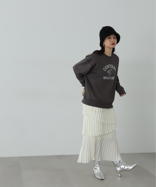 N.（N. Natural Beauty Basic）（エヌエヌナチュラルビューティーベーシック）の「◆プリントスウェット（スウェット・レディース・オートミール/チャコールグレー・MEDIUM）」の7枚目の写真