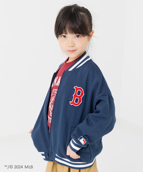 MLB(メジャーリーグベースボール)の「MLB 裏毛ロゴジャケット(ブルゾン・キッズ・ブラック/モカ/オートミール/ネイビー・90cm/100cm/110cm/120cm/130cm/140cm/150cm/160cm)」の4枚目の写真