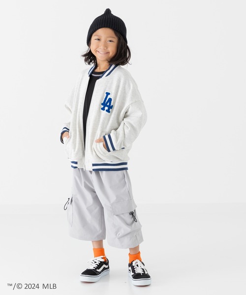 MLB(メジャーリーグベースボール)の「MLB 裏毛ロゴジャケット(ブルゾン・キッズ・ブラック/モカ/オートミール/ネイビー・90cm/100cm/110cm/120cm/130cm/140cm/150cm/160cm)」の5枚目の写真