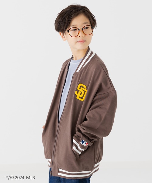 MLB(メジャーリーグベースボール)の「MLB 裏毛ロゴジャケット(ブルゾン・キッズ・ブラック/モカ/オートミール/ネイビー・90cm/100cm/110cm/120cm/130cm/140cm/150cm/160cm)」の12枚目の写真
