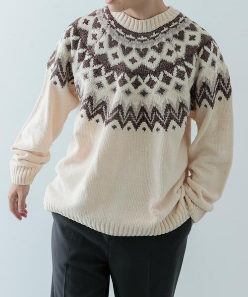 ITEMS URBANRESEARCH(アイテムズ アーバンリサーチ)の「求心柄 モール クルーネック ニット(ニット/セーター・メンズ・ネイビー/グレー/ブラック/アイボリー・MEDIUM/LARGE)」の5枚目の写真