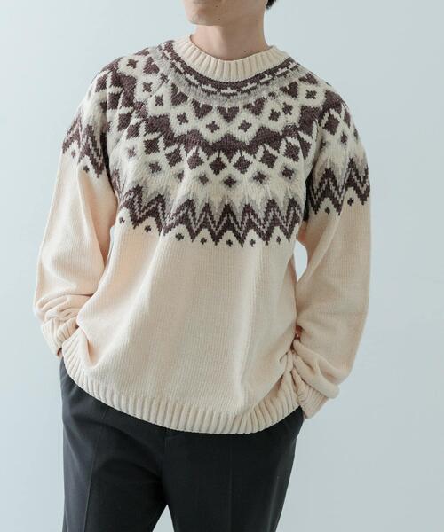 ITEMS URBANRESEARCH(アイテムズ アーバンリサーチ)の「求心柄 モール クルーネック ニット(ニット/セーター・メンズ・ネイビー/グレー/ブラック/アイボリー・MEDIUM/LARGE)」の8枚目の写真