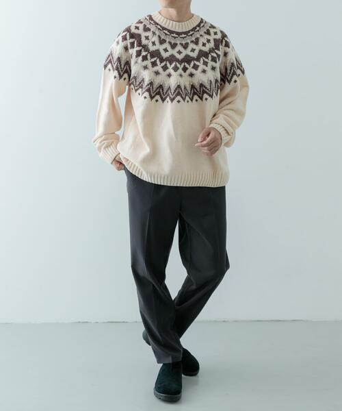 ITEMS URBANRESEARCH(アイテムズ アーバンリサーチ)の「求心柄 モール クルーネック ニット(ニット/セーター・メンズ・ネイビー/グレー/ブラック/アイボリー・MEDIUM/LARGE)」の9枚目の写真