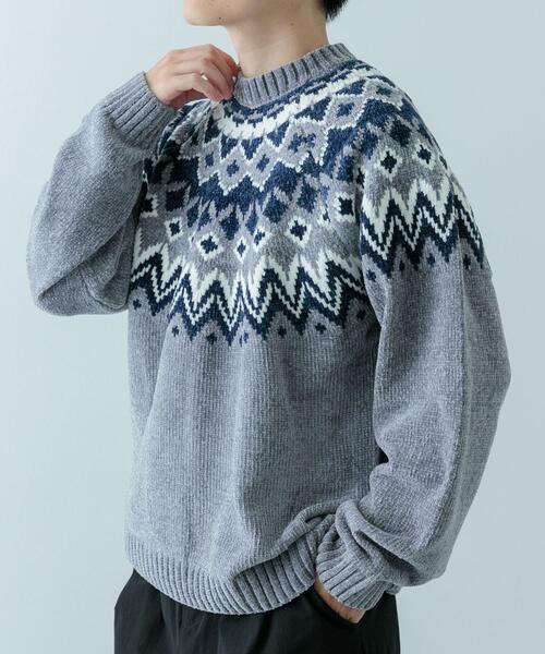 ITEMS URBANRESEARCH(アイテムズ アーバンリサーチ)の「求心柄 モール クルーネック ニット(ニット/セーター・メンズ・ネイビー/グレー/ブラック/アイボリー・MEDIUM/LARGE)」の17枚目の写真