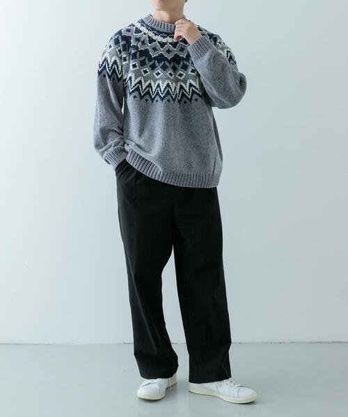 ITEMS URBANRESEARCH(アイテムズ アーバンリサーチ)の「求心柄 モール クルーネック ニット(ニット/セーター・メンズ・ネイビー/グレー/ブラック/アイボリー・MEDIUM/LARGE)」の20枚目の写真