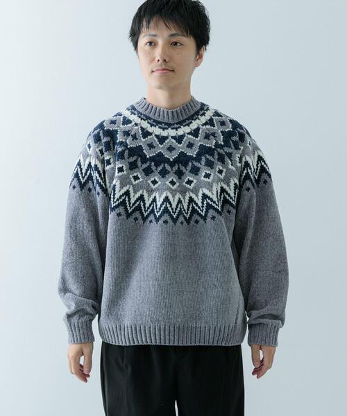 ITEMS URBANRESEARCH(アイテムズ アーバンリサーチ)の「求心柄 モール クルーネック ニット(ニット/セーター・メンズ・ネイビー/グレー/ブラック/アイボリー・MEDIUM/LARGE)」の22枚目の写真