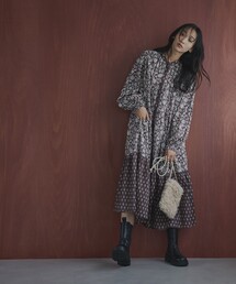 MARKET （マーケット）サラサプリント前開きティアードワンピース