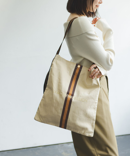 Noble（ノーブル）の「《WEB限定追加》N.Jam/エヌジャム オリジナルキャンバススモールバッグ 8(無地)（トートバッグ・レディース・アイボリー/カーキ・FREE）」の3枚目の写真