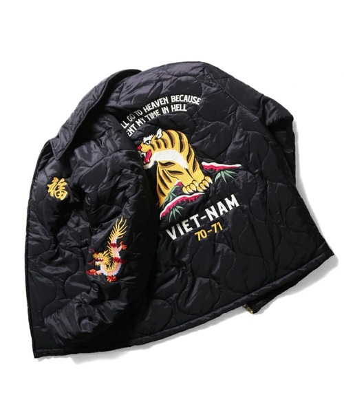 HOUSTON ヒューストン NYLON RIP QUILTING VIETNAM JACKET 虎 MAP柄 刺繍 ナイロンリップ キルティング ベトナムジャケット/ベトジャン/スーベニアジャケット（ブルゾン）｜HOUSTON（ヒューストン）